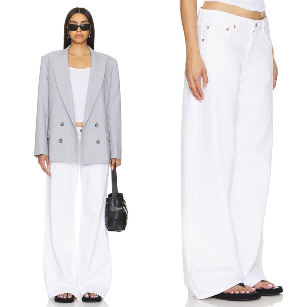 Agolde White Wide Leg Flare Jeans